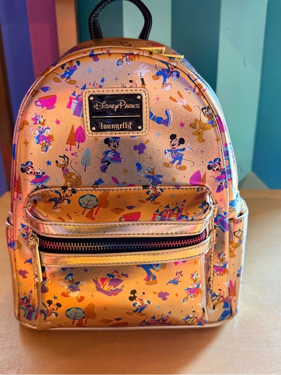 Disney Other - NEW Disneyland 70th Loungefly Gold Backpack Mickey Minnie Daisy Pluto Castle